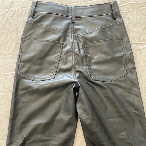 Zara | Straight Faux Leather Wide Leg Pant - Picture 5 of 5